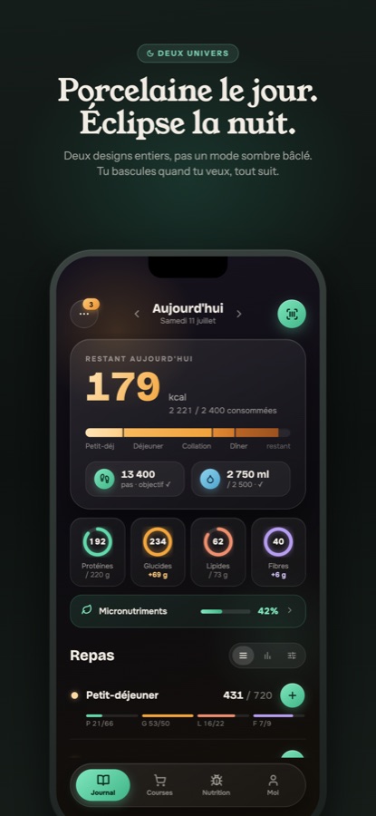 Les deux thèmes visuels de l'application.